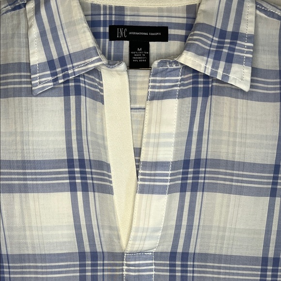INC International Concepts Light Blue Plaid Casual Shirt - Picture 4 of 5